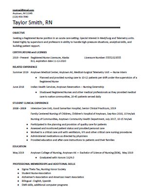 sample nursing resume new grad